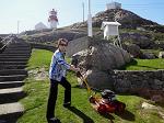Mowing the grass at one of the lighthouses